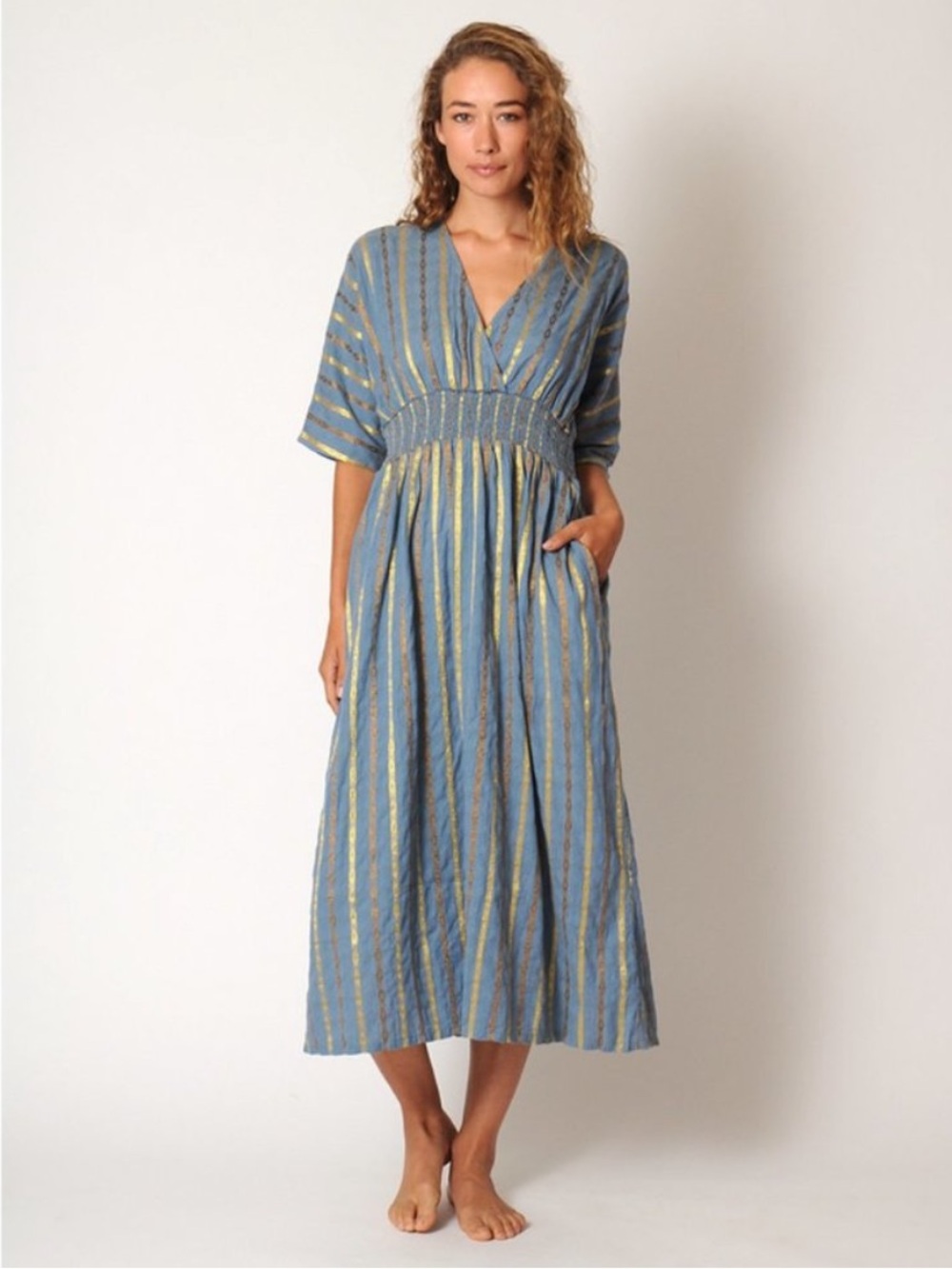 Ace & Jig Midi Smocked Dani Dress in Stardust Size Small